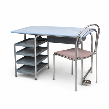 Industrial Chrome Tubular Desk with Matching Chair