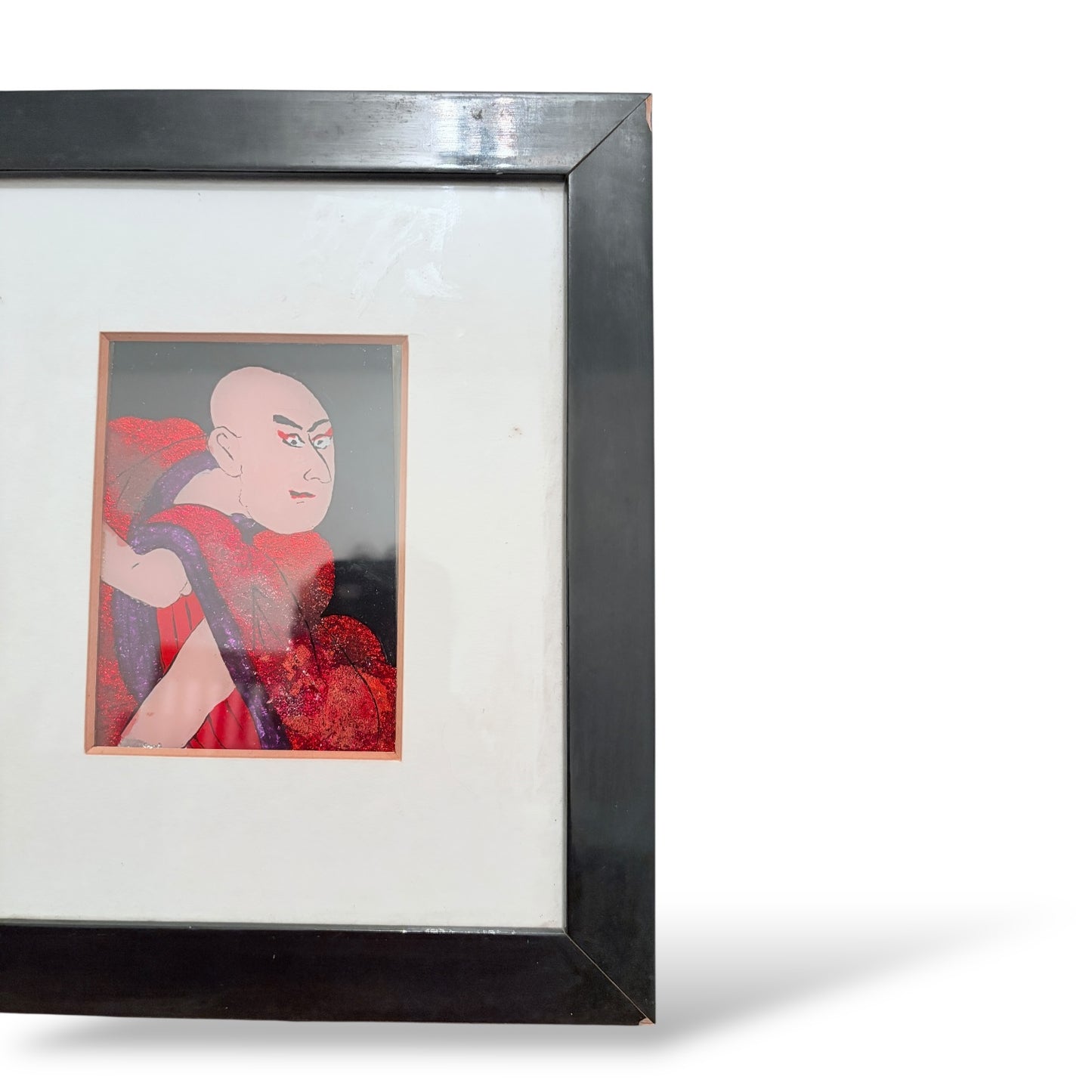 Vintage Japanese Gouache Painting with Glitter Elements by Niwa Heichiku, Framed