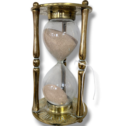 Vintage Brass Hourglass – Solid Father Time Timer with Zodiac & Roman Numerals