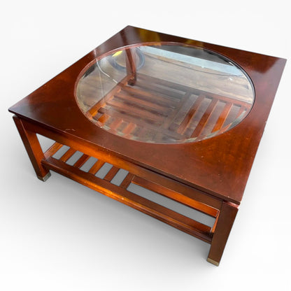 Stickley Solid Cherry Coffee Table with Glass Insert (2001)