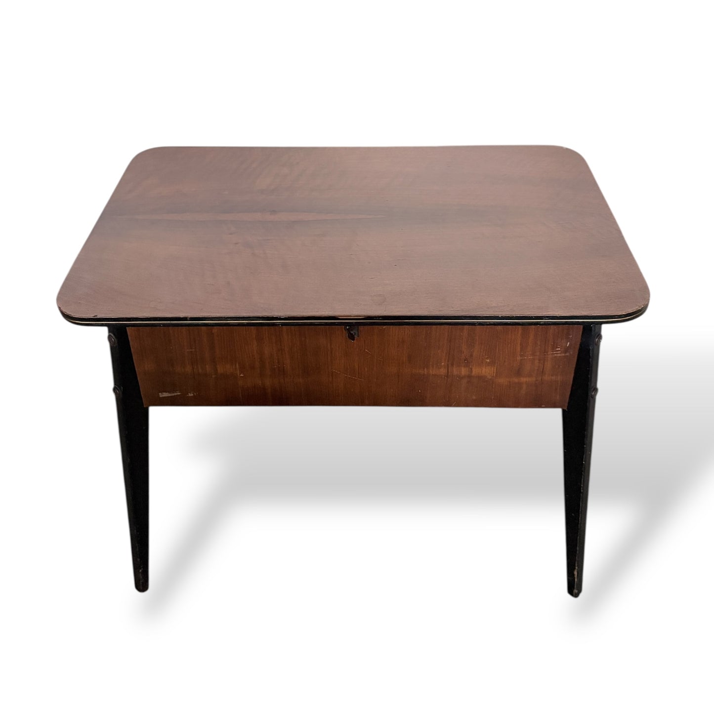 Mid-Century Burr Walnut Atomic Sewing Box
