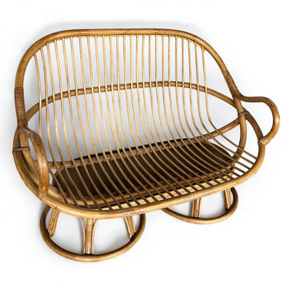 Mid Century Rattan Bamboo Sofa