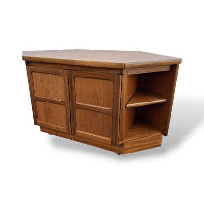 Mid Century Nathan Teak Compact Media Unit / Corner TV Cabinet