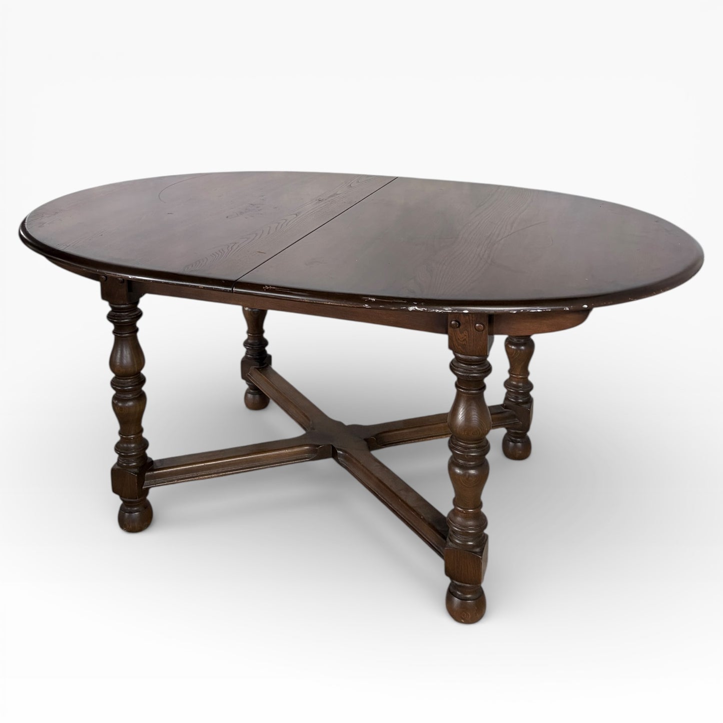 Ercol Dark Elm Oval Extending Dining Table — view 4