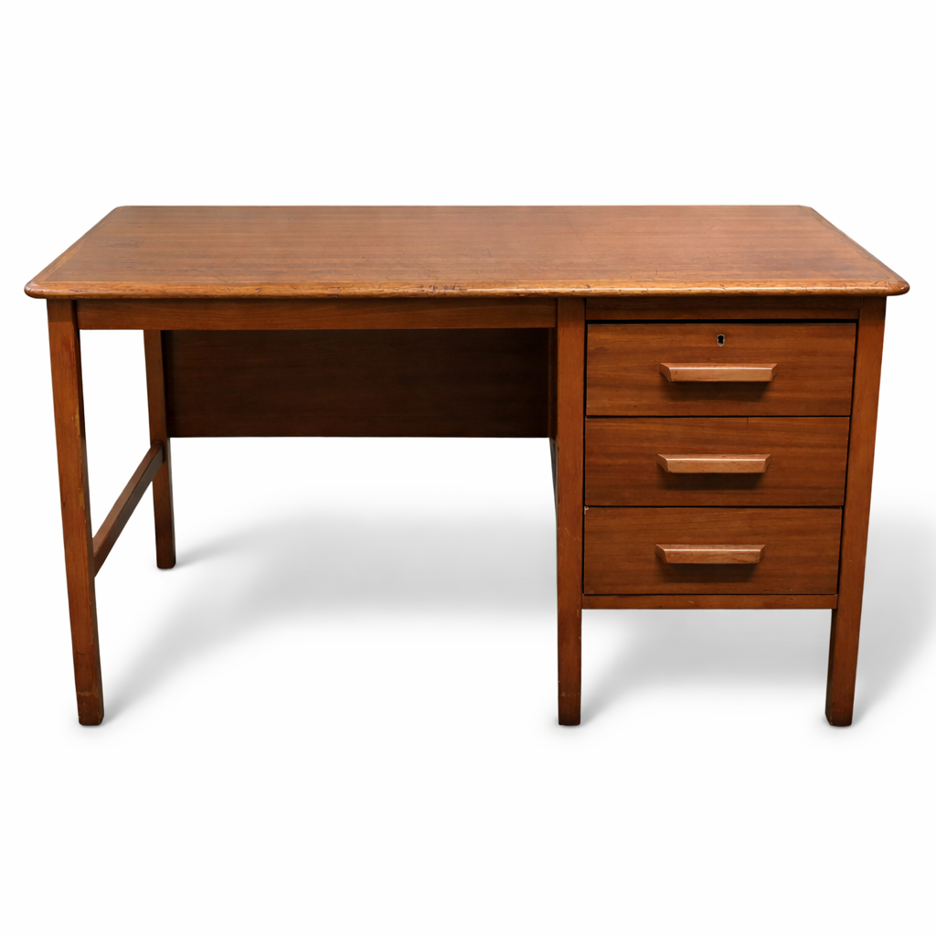 Mid Century Abbess Teachers Desk / Vintage 1950s School Desk with Drawers