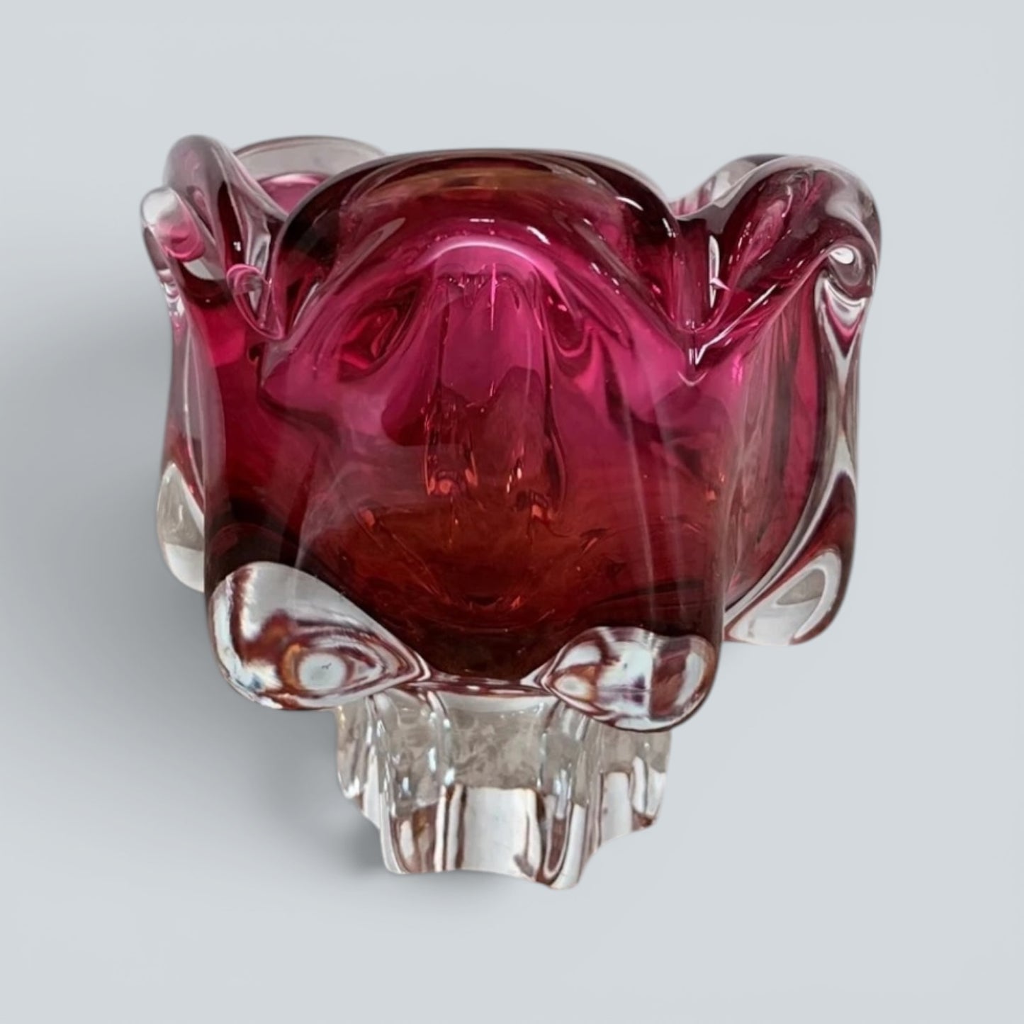1960s Czech Sommerso Art Glass Bowl by Josef Hospodka for Chřibská