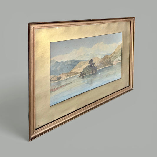 Antique 1868 Original Signed Landscape Oil Painting in Gilt Frame