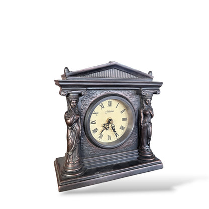Vintage Mantel Clock - Juliana Neoclassical Resin Clock With Bronzed Finish