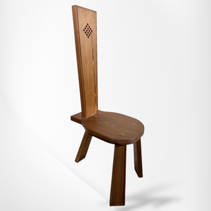 Brutalist Spinning Chair – Solid Oak Architectural Wooden Armchair With Rotating Seat