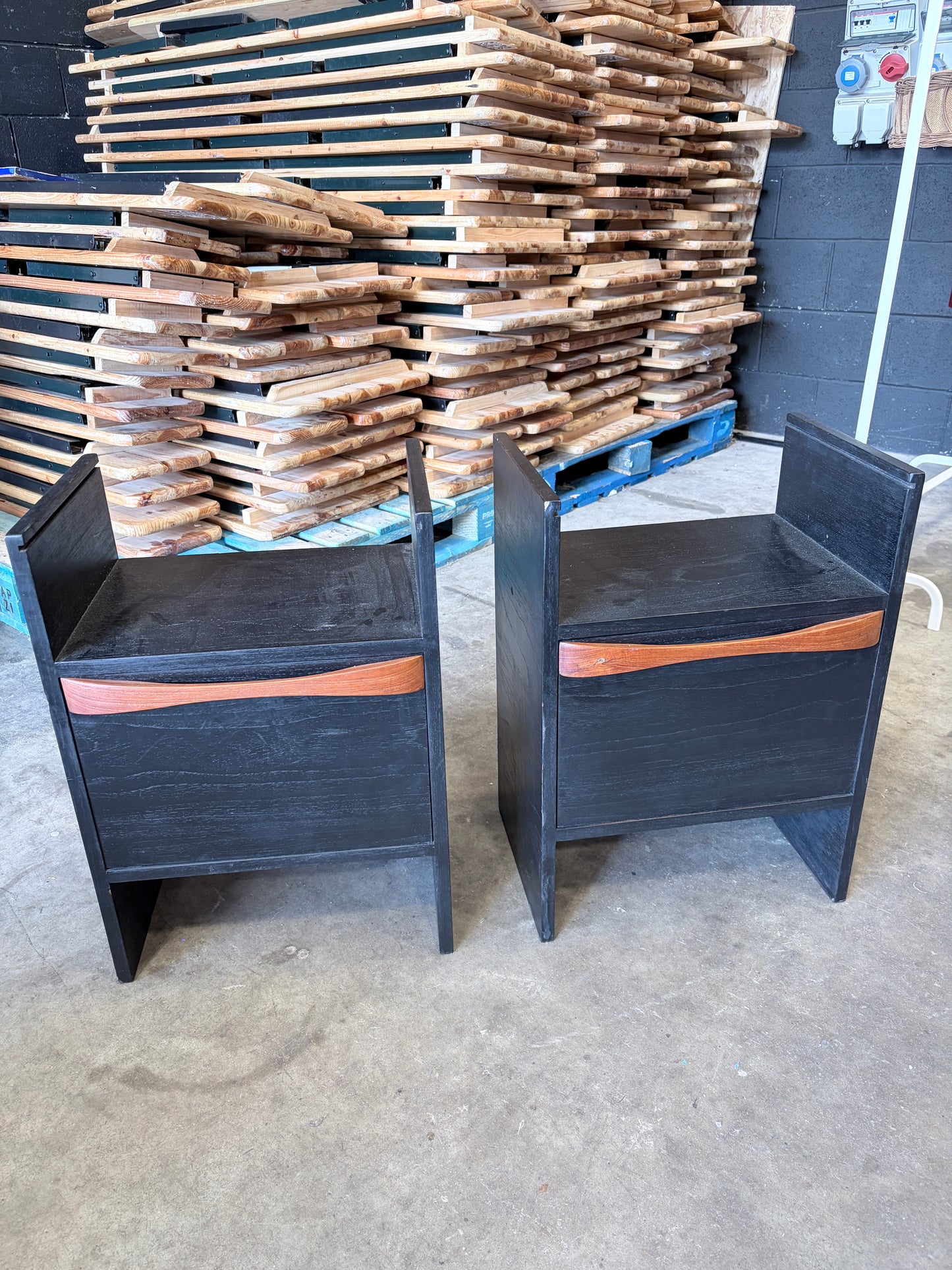 Pair of Compact Vintage Mid Century Bedside Cabinets