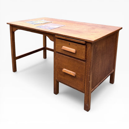Vintage Tiger Oak Abbess Writing Desk