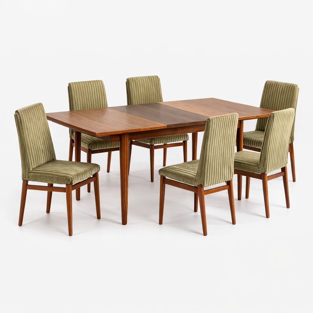 Alfred Cox Walnut & Rosewood Dining Set for Heal’s