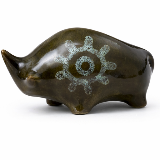 Elizabeth Skipworth Studio Pottery Bulls – Pair Vintage Lotus Pottery Animal Figures