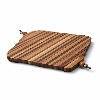 Teak & Oak Helix Sculpture – Handcrafted Wooden Art Piece