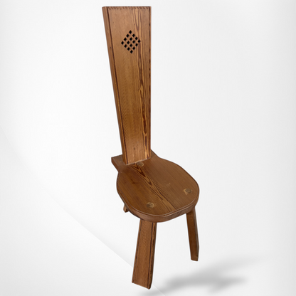 Brutalist Spinning Chair – Solid Oak Architectural Wooden Armchair With Rotating Seat