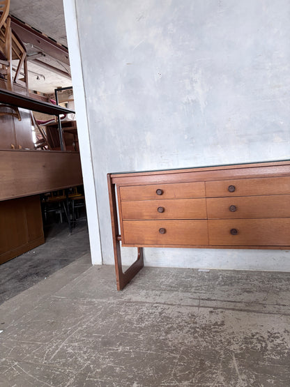 Mid Century William Lawrence Teak Sleigh Leg Chest of Drawers