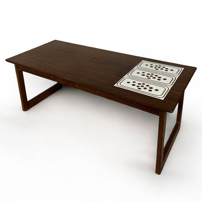 Mid Century Dark Wood Danish Tile Coffee Table