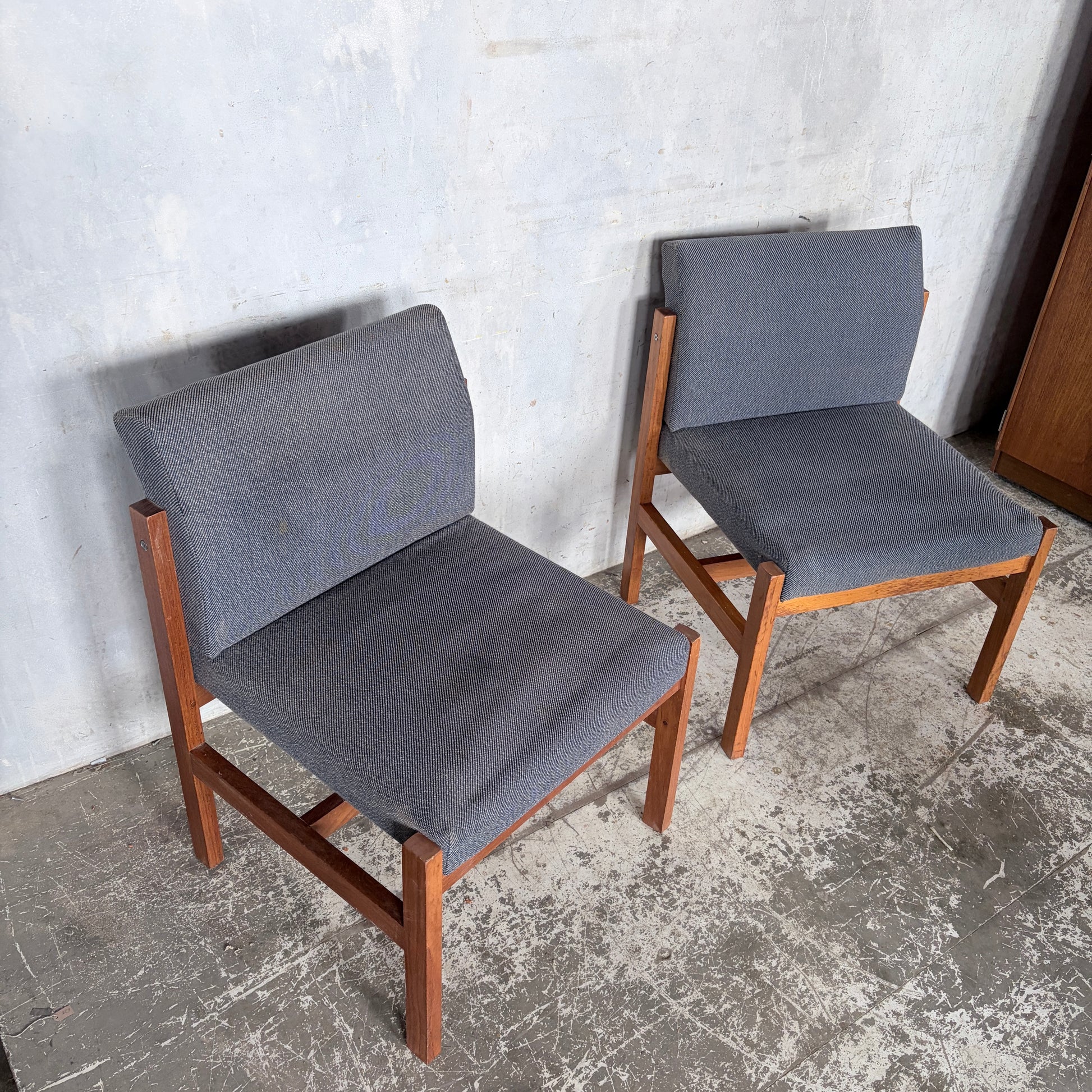Pair of 1970s Brutalist Pine & Oak Lounge Chairs | Mid Century