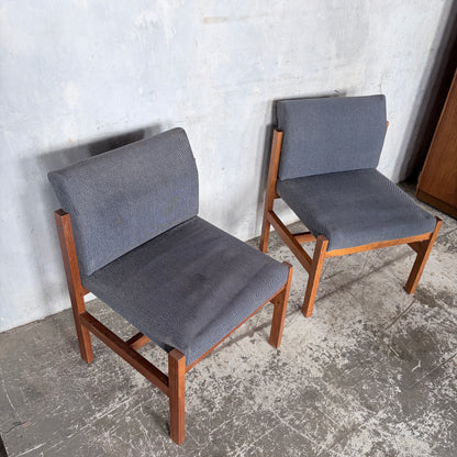 Pair of 1970s Brutalist Pine & Oak Lounge Chairs | Mid Century