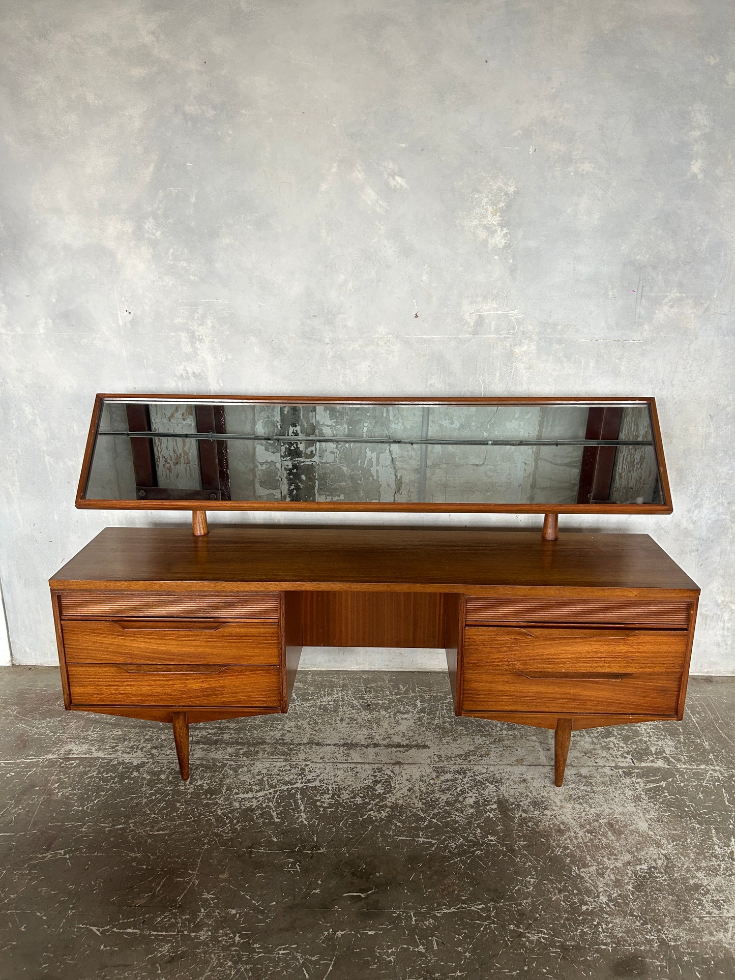 White & Newton Mid-Century Dressing Table with Mirror | Vintage Teak Vanity