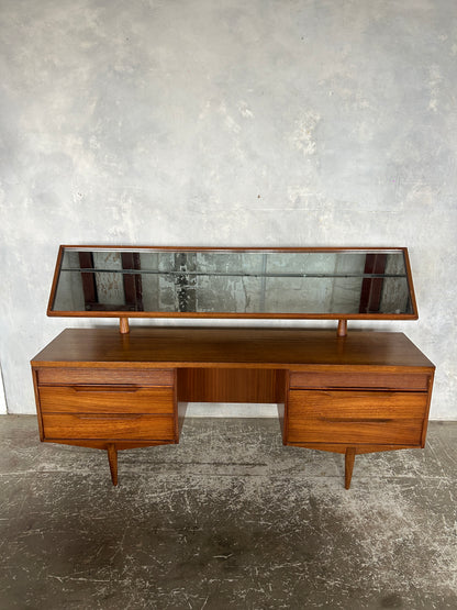 White & Newton Mid-Century Dressing Table with Mirror | Vintage Teak Vanity