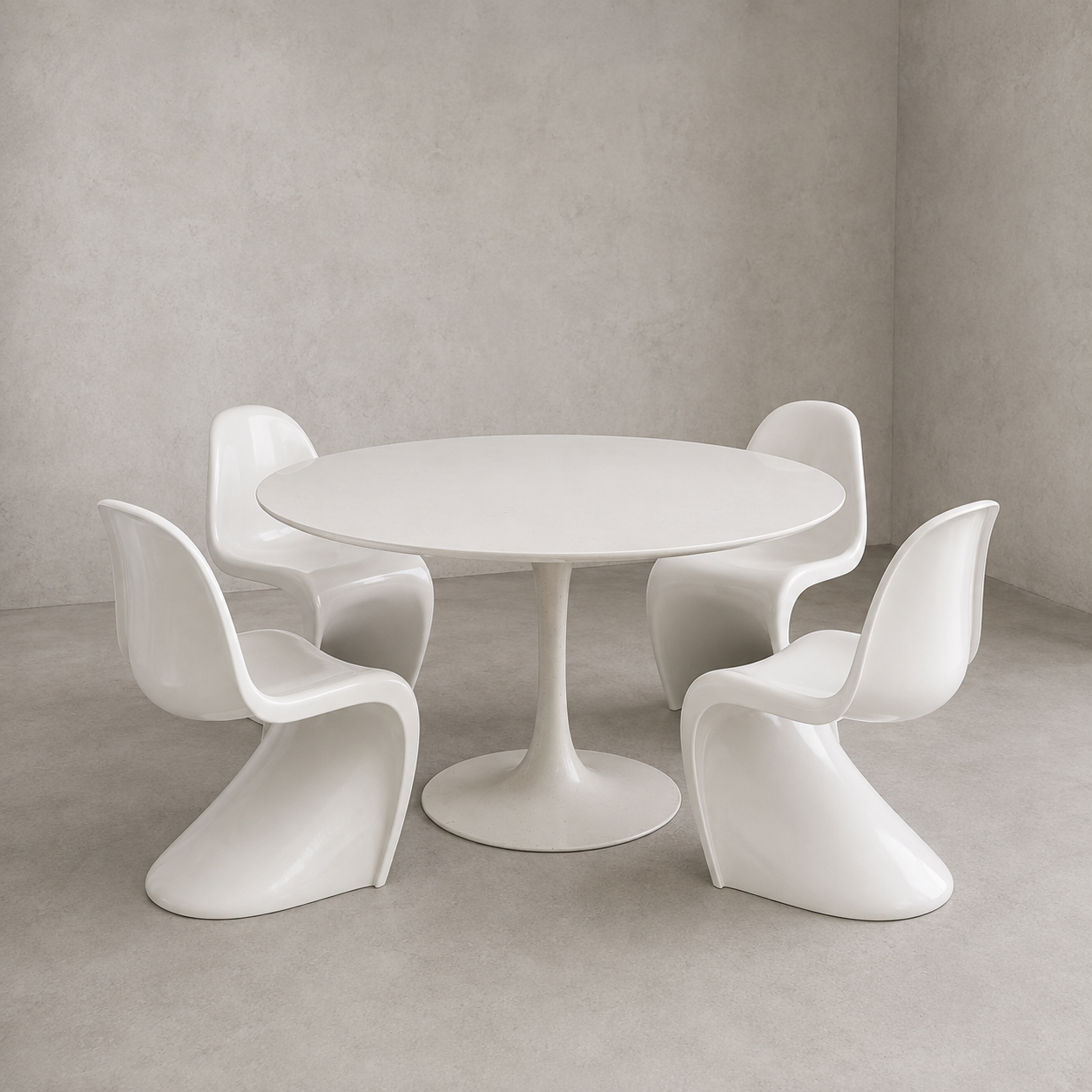 Vintage Space Age Dining Set – Arkana Maurice Burke Tulip Table & Four Panton Chairs