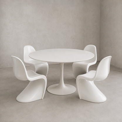 Vintage Space Age Dining Set – Arkana Maurice Burke Tulip Table & Four Panton Chairs