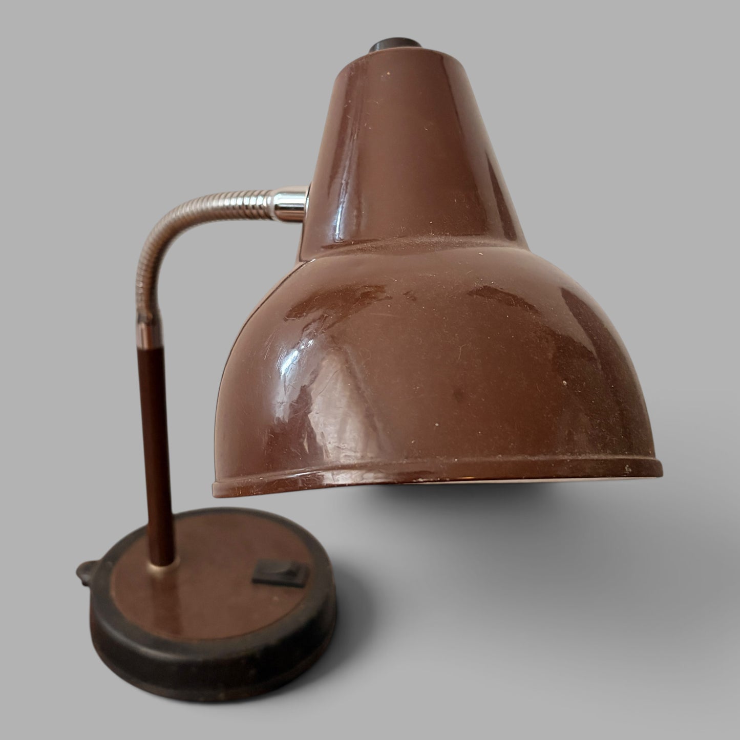 Vintage Italian Mid Century Chocolate Brown Adjustable Table Lamp