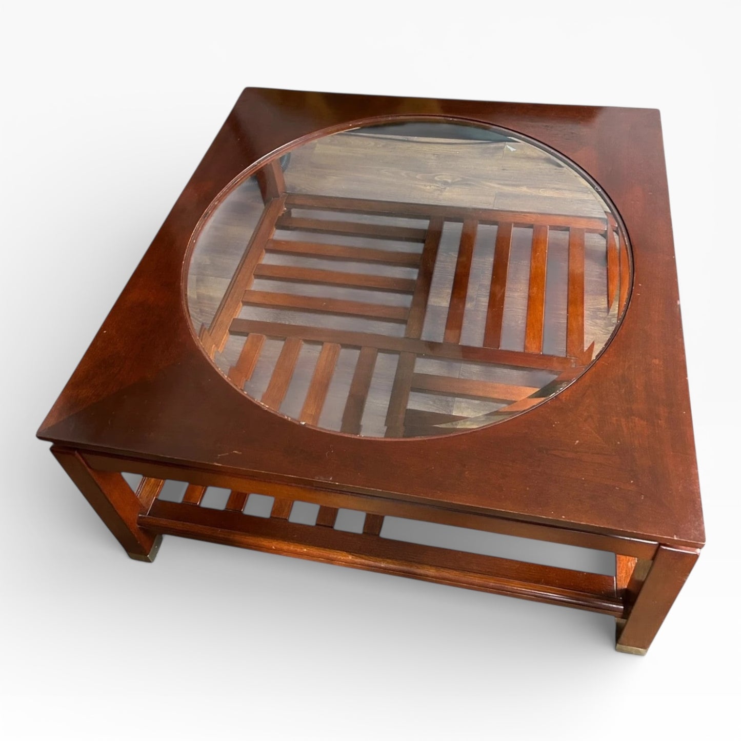 Stickley Solid Cherry Coffee Table with Glass Insert (2001)