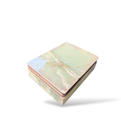 Italian Onyx Jewellery Box – Polished Green Marble Mid Century Jewelry Storage