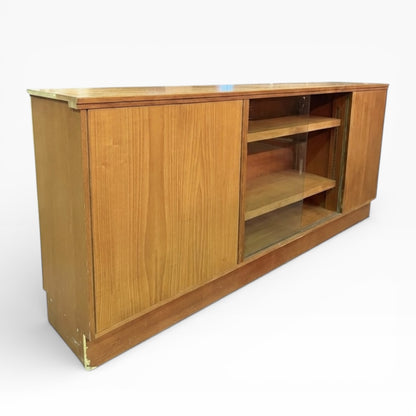Mid Century Teak Sideboard – Vintage Storage Cabinet with Glazed Display