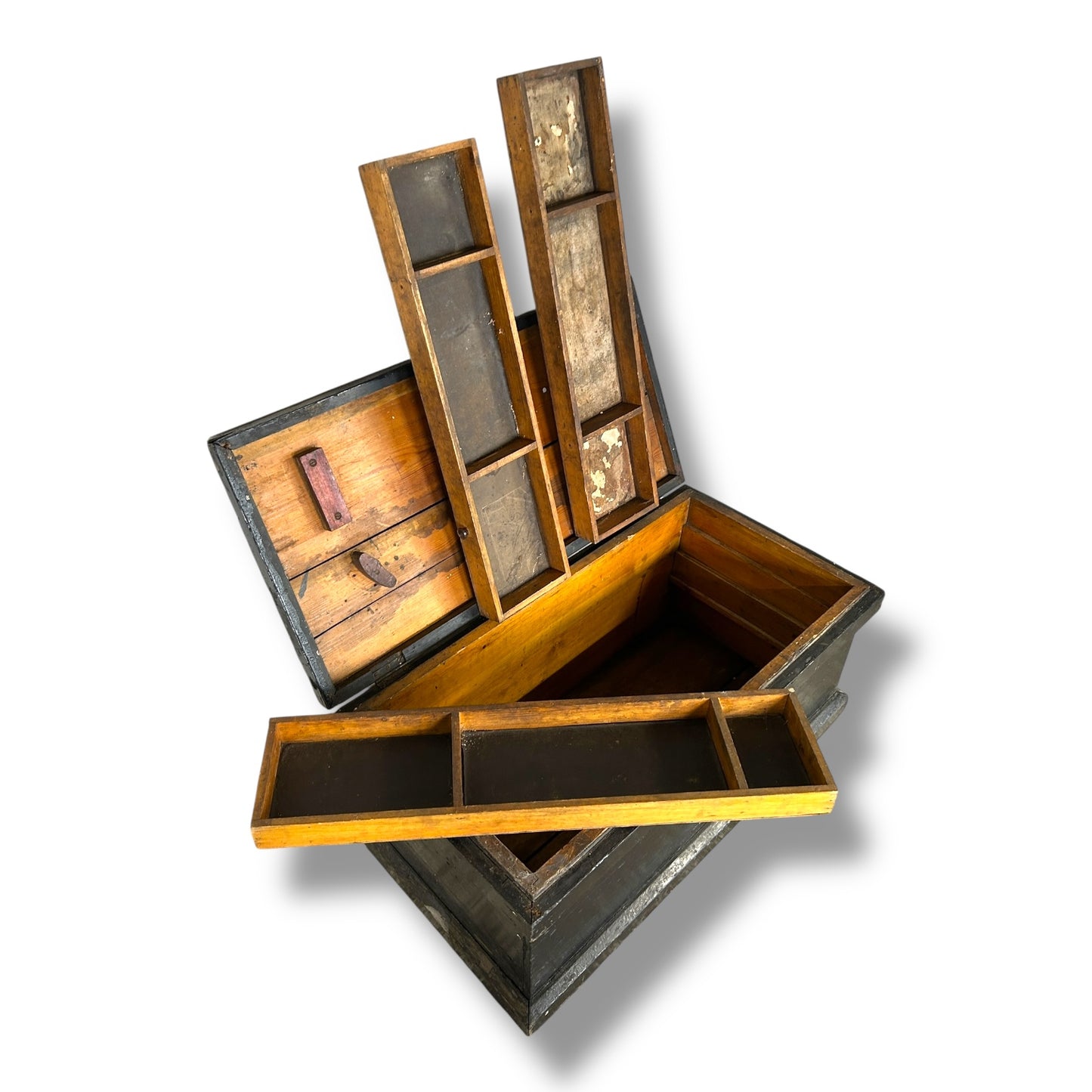 Vintage Military Wooden Tool Chest | Old Army Storage Box with Compartments