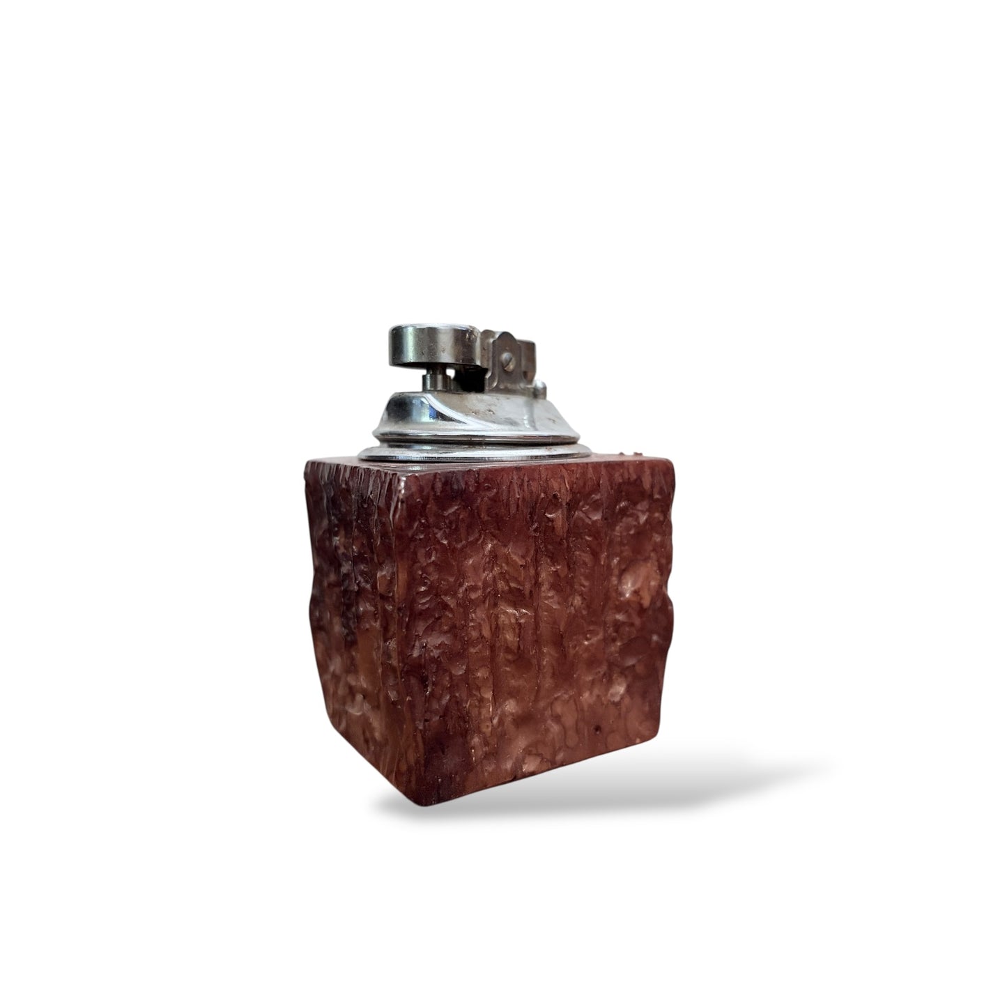 Vintage Italian Alabaster Table Lighter with Chrome Mechanism