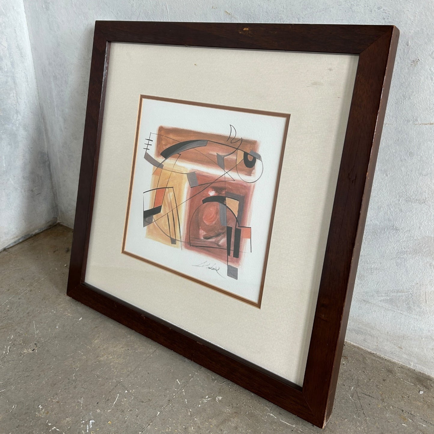 Alfred Gockel Signed Abstract Print – Mid Century Framed Artwork