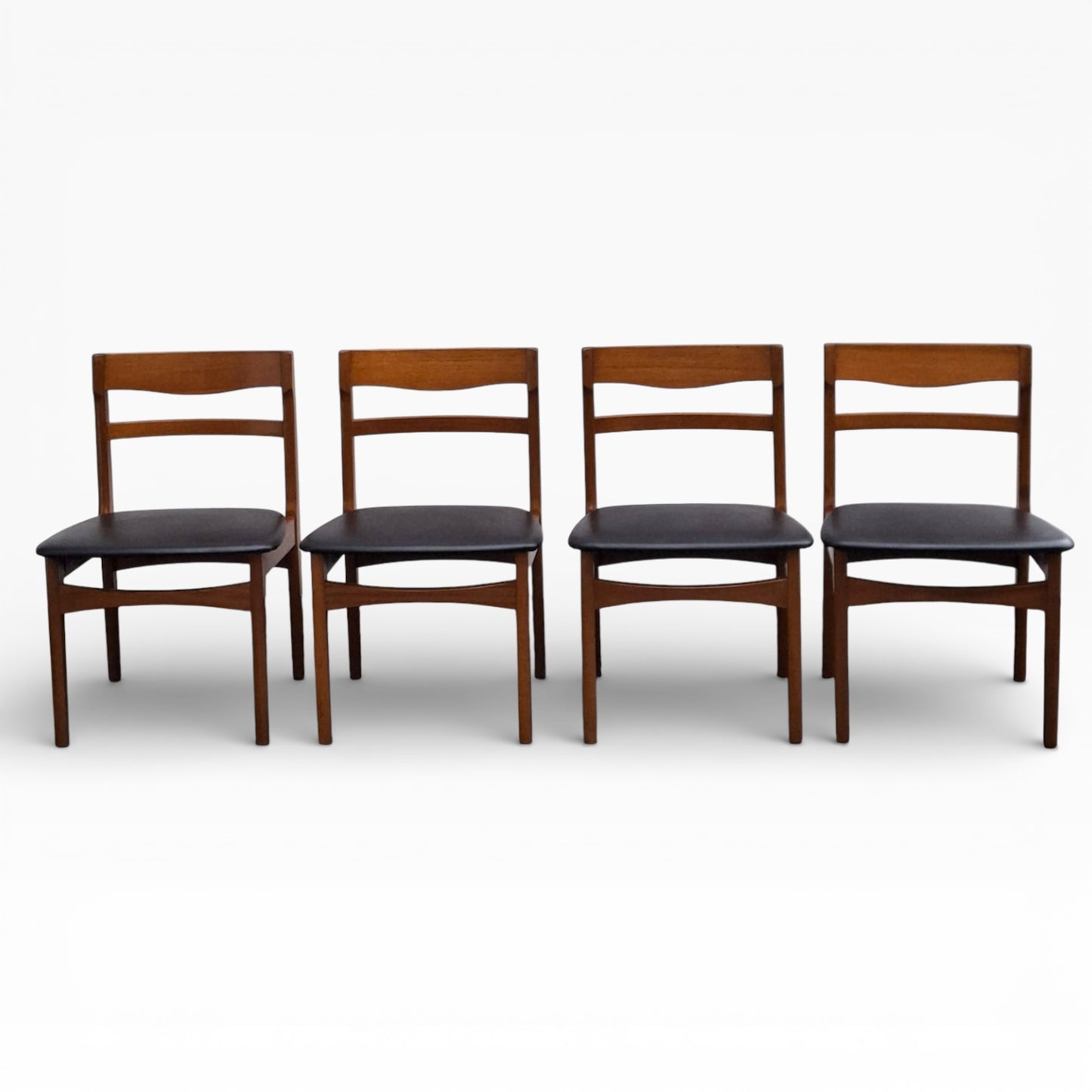 Nathan Teak Dining Chairs with Black Vinyl Seats – Set of Four — view 2