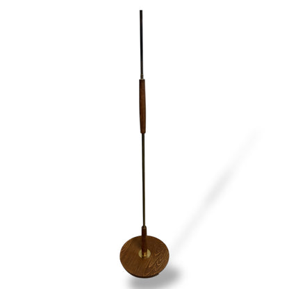 Vintage Teak Floor Lamp Mid Century Modern | Retro Standard Lamp with Fabric Shade — view 8