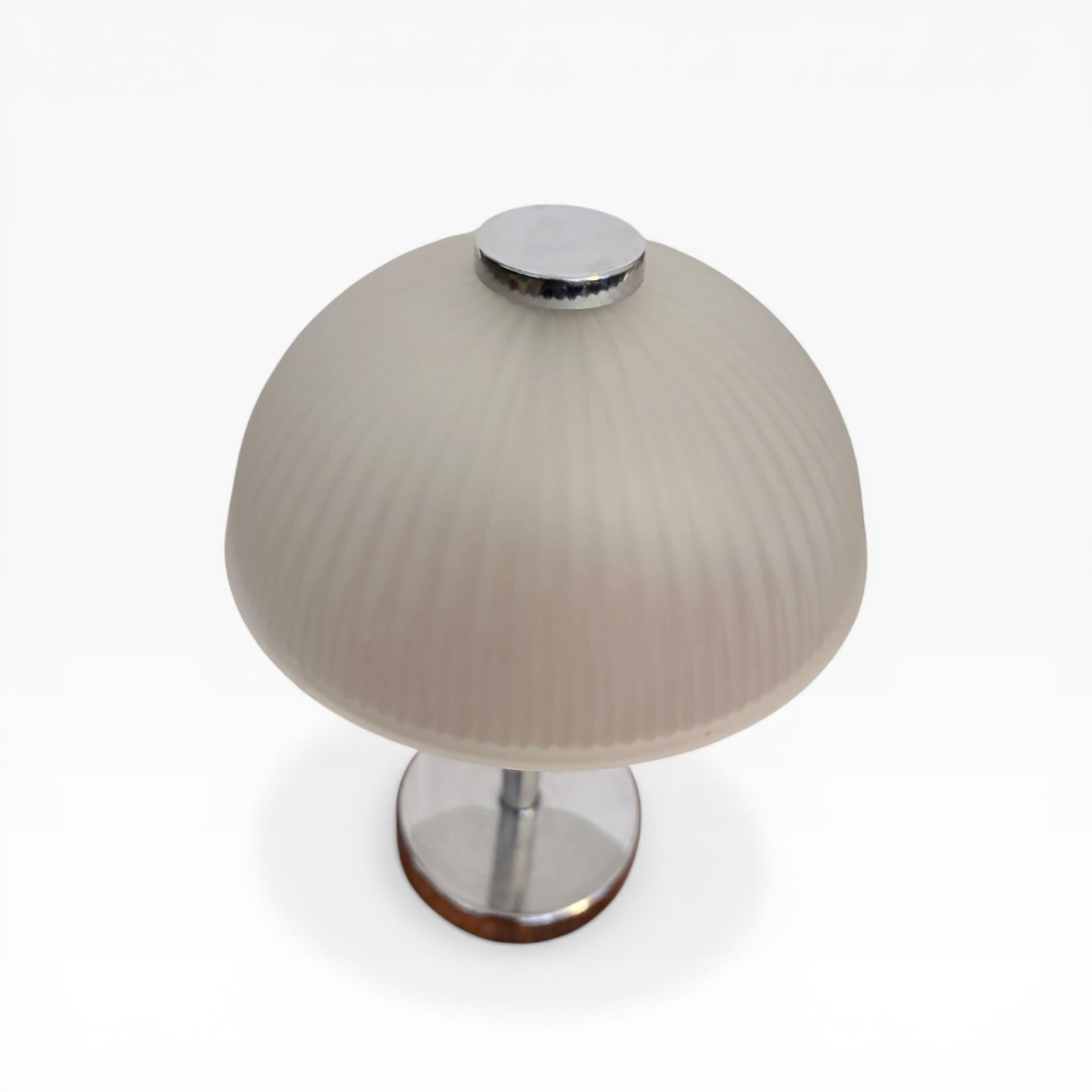 Vintage Chrome & Frosted Glass Mushroom Table Lamp – Mid Century — view 5