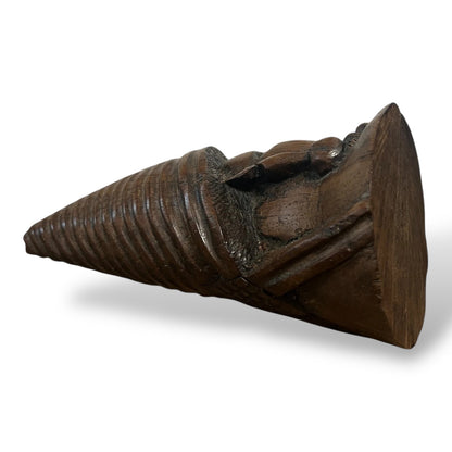African Hand-Carved Wooden Bust Sculpture with Conical Headdress – Tribal Art — view 5