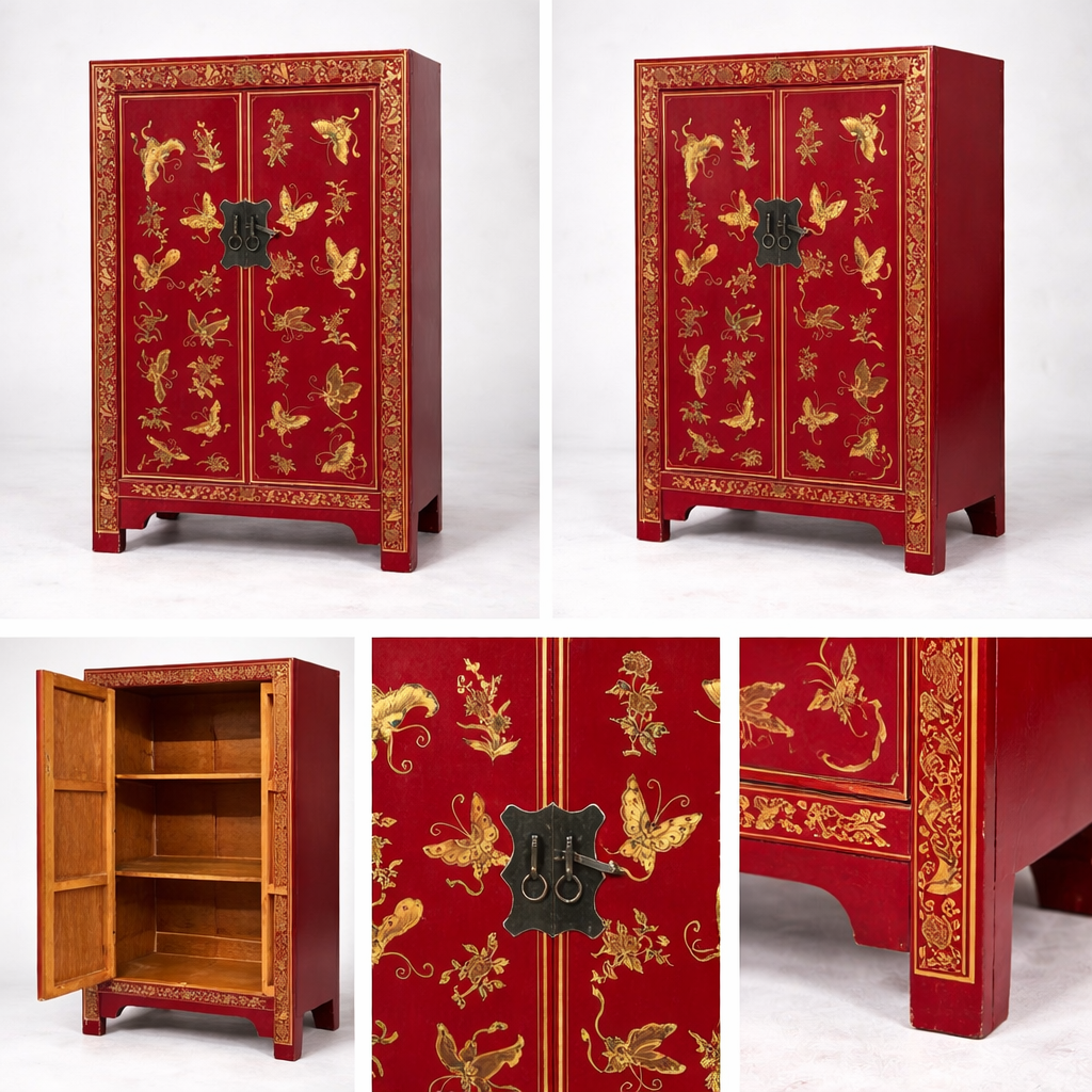 Vintage Oriental Red Lacquer Drinks Cabinet – Chinoiserie