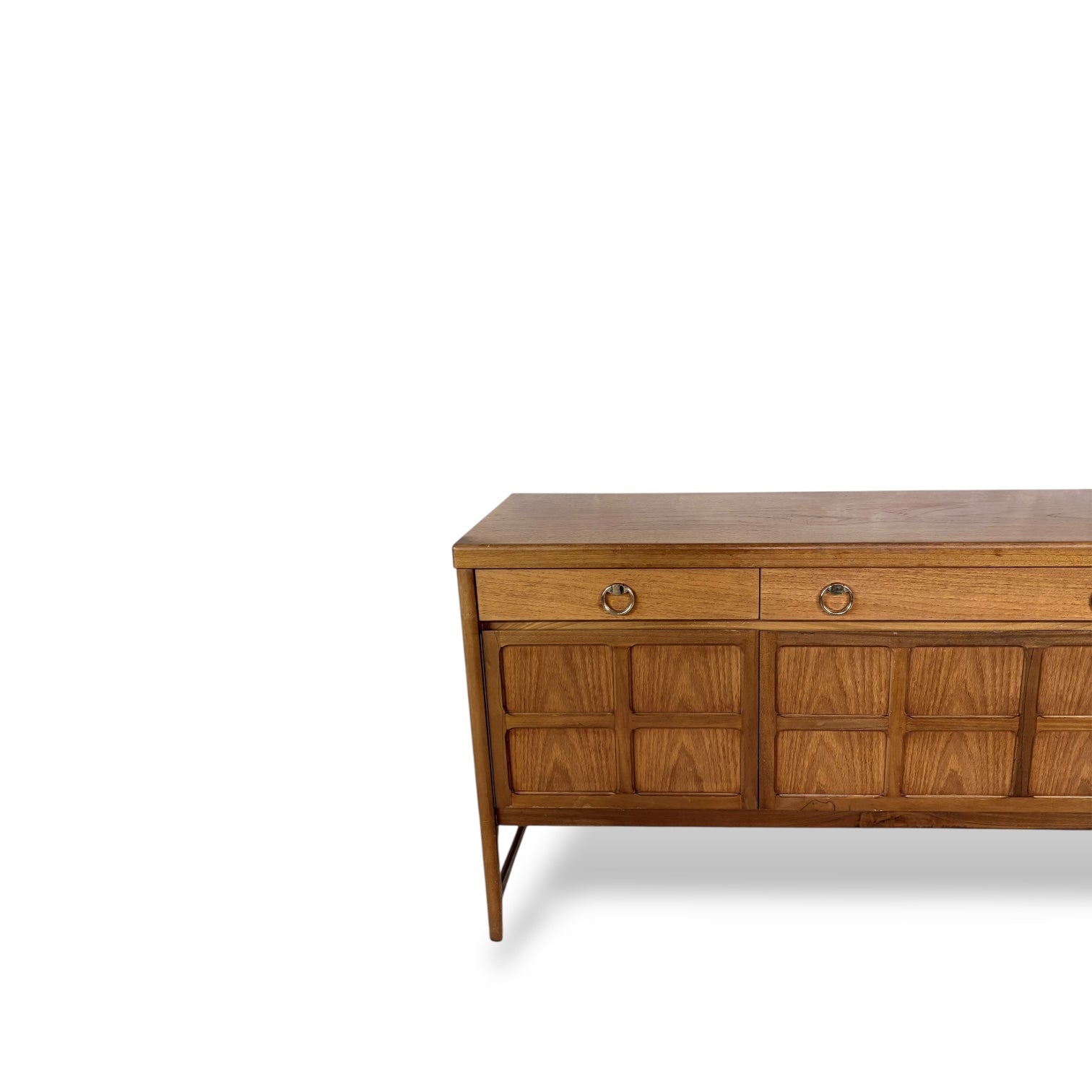Nathan “Squares” Sideboard – Mid Century Teak Sideboard with Ring Pull Handles — view 4