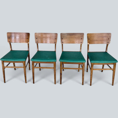 Mid Century Vintage Oak Dining Chairs – Set of Four