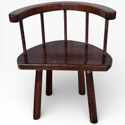 19th Century Welsh Primitive Stickback Oak Demi-Lune Chair