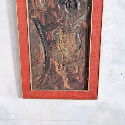 1966 Mid Century Brutalist Expressionist Oil Painting – Heavy Impasto Still Life – C. Bradshaw