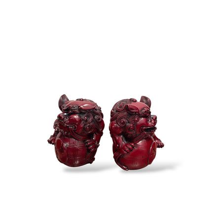 Heavy Resin Foo Dogs - Matching Pair Vintage Sculptures — view 9