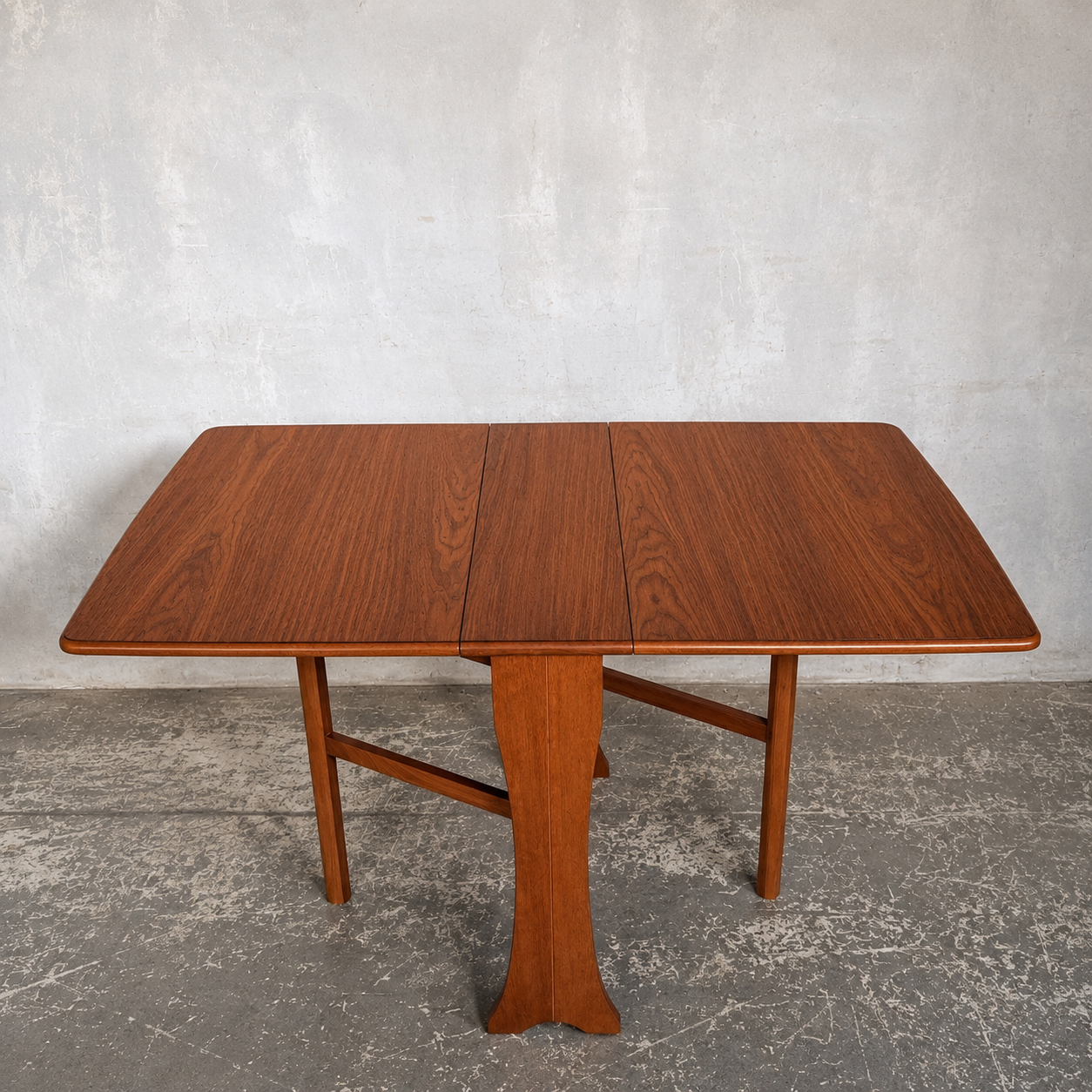 Mid Century Compact Teak Drop Leaf Dining Table Space Saving Fold Away Dining Table