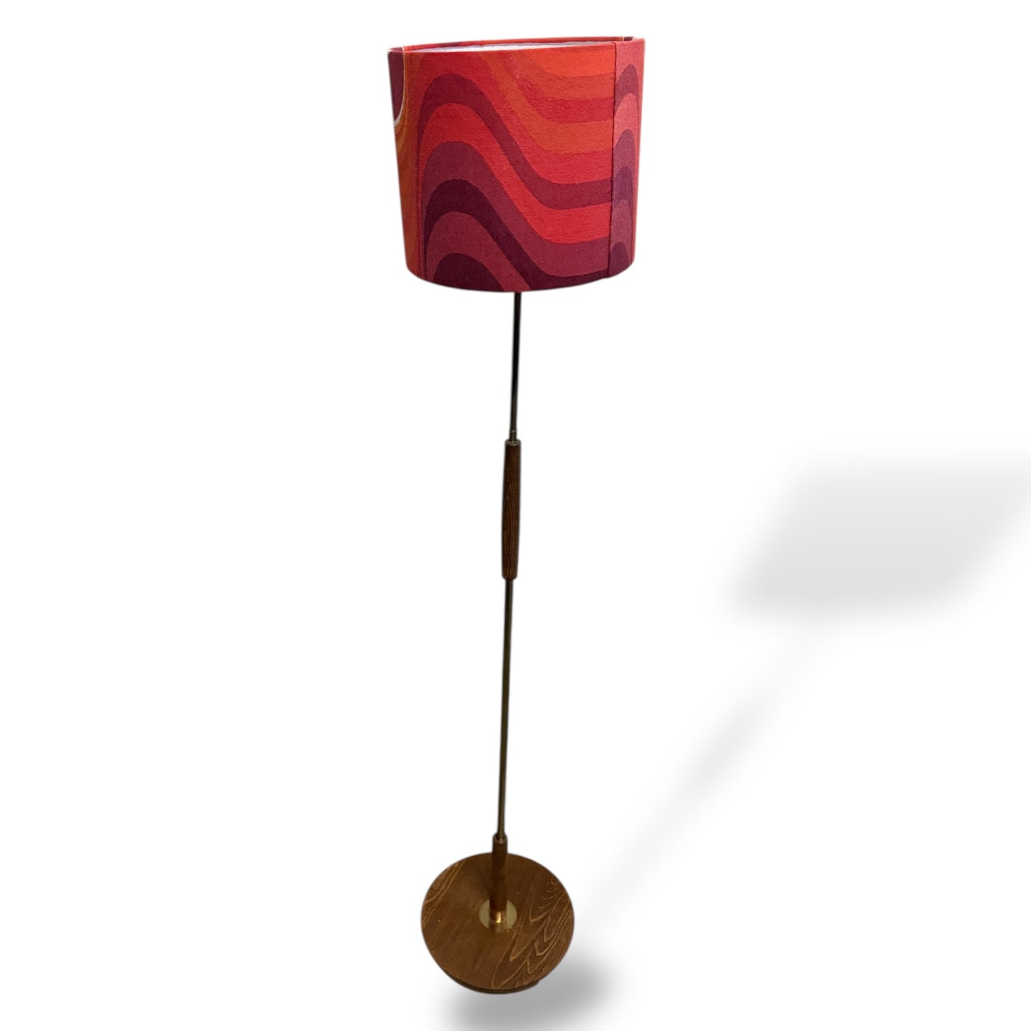 Vintage Teak Floor Lamp Mid Century Modern | Retro Standard Lamp with Fabric Shade — view 6