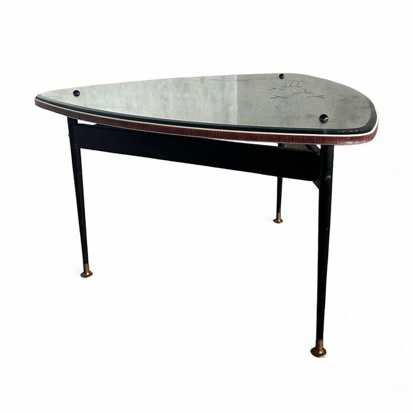 Space Age Mirrored Coffee Table with Ebonised Legs, c.1970s