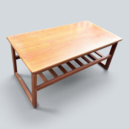 Mid-Century Homeworthy Teak Coffee Table with Magazine Rack