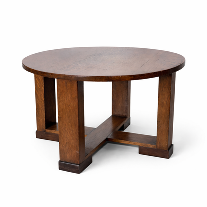 Arts & Crafts Oak Circular Low Table