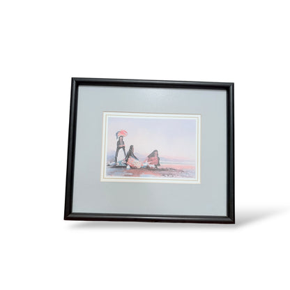 Vintage Framed Watercolour – Middle Eastern Women by Water, c.1970s